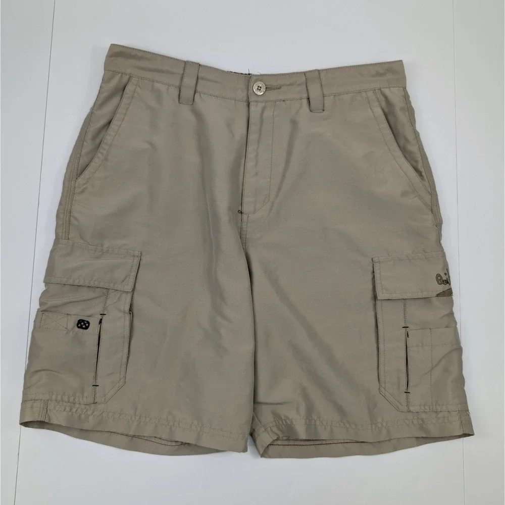 Vintage Y2K Quiksilver Cargo Shorts Mens 34x9 Tan Skater‎ Surfer Streetwear